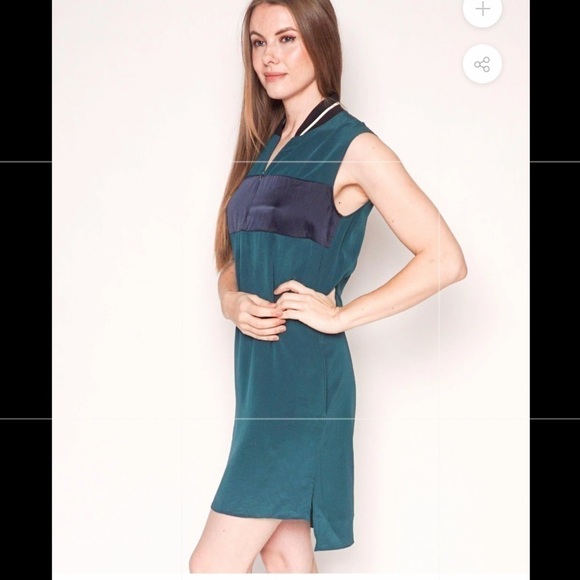 RAG & BONE Ribbed Neck Sleeveless Green Shift Dress Size L - Picture 4 of 16